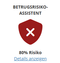 Fraud Risk Assistant: icona rossa, rischio dell’80%, visualizza i dettagli
