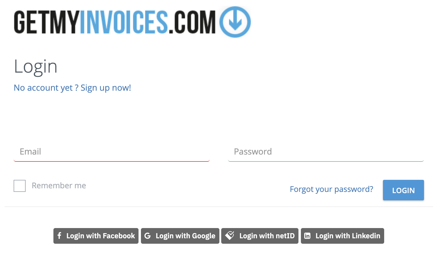 Step 1. Go to login.getmyinvoices.com and click Forgot Your Password next to the Login button. - I can't log in to my GetMyInvoices