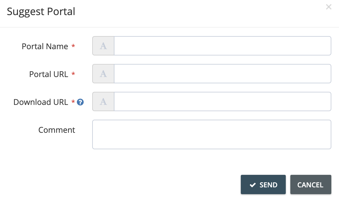 Step 5. Enter the details of the online portal, then click Send. - Can I suggest other online portals that are not on the list yet?
