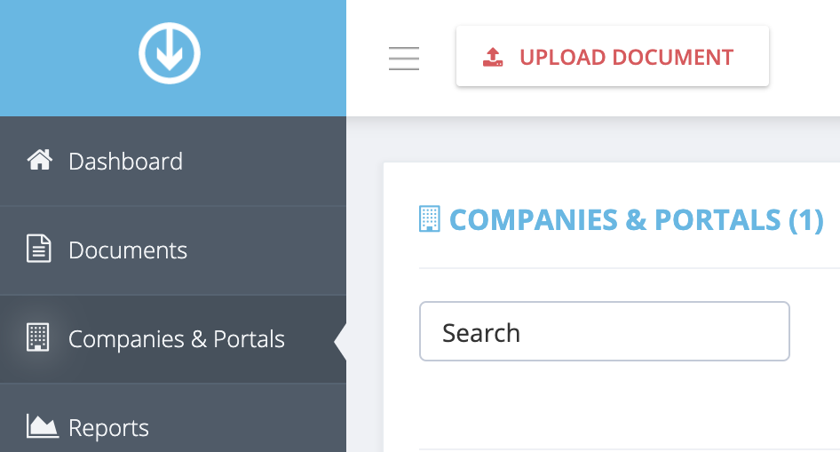 Step 1. From the GetMyInvoices dashboard, click Companies & Portals on the left-side menu. - Can I suggest other online portals that are