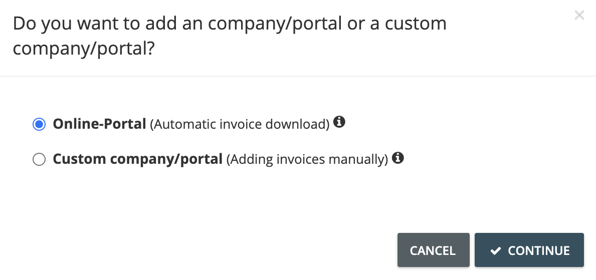 Step 3. On the pop-up window that appears, choose Online Portal then click Continue. - Can I suggest other online portals that are not on