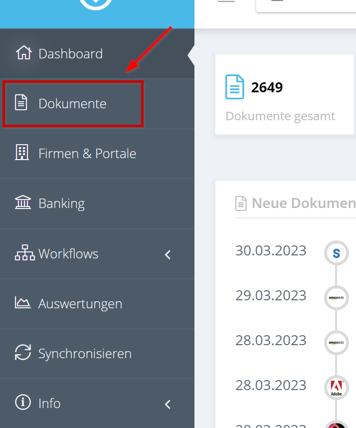 Fonction de filtrage Grâce à différentes fonctions de filtrage dans la zone des documents, vous pouvez rechercher rapidement et facilement