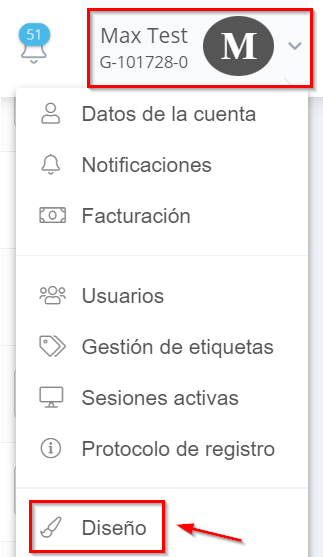 Personalizar el diseño Tiene la opción de personalizar el diseño de su cuenta GetMyInvoices para que coincida con la marca de su empresa o