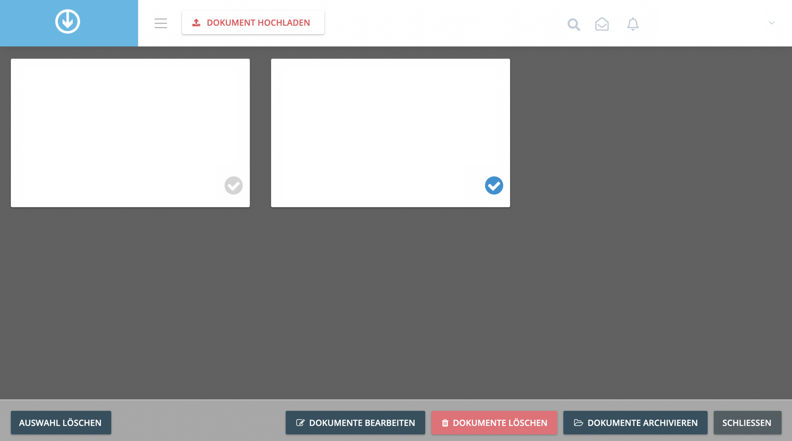 Miniature dei documenti selezionati con l’opzione «Modifica documenti»