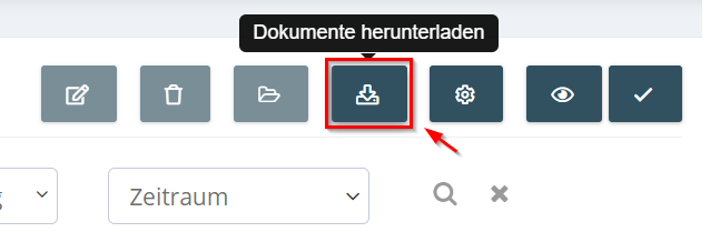 3. A continuación, haga clic en el símbolo de descarga «Descargar documentos», arriba a la derecha. - Descargar documentos en vista de lista