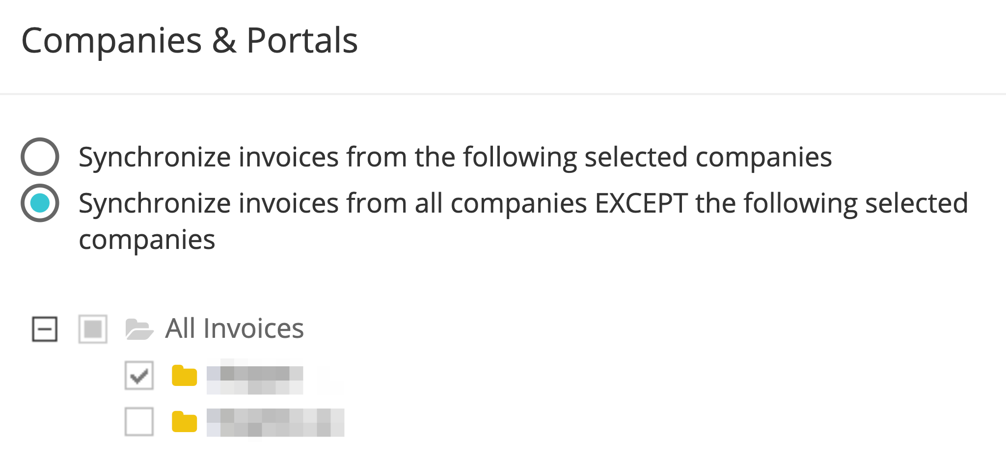 Step 4. All your connected online portals and custom company profiles will be shown as a checklist on the Companies & Portals window. From
