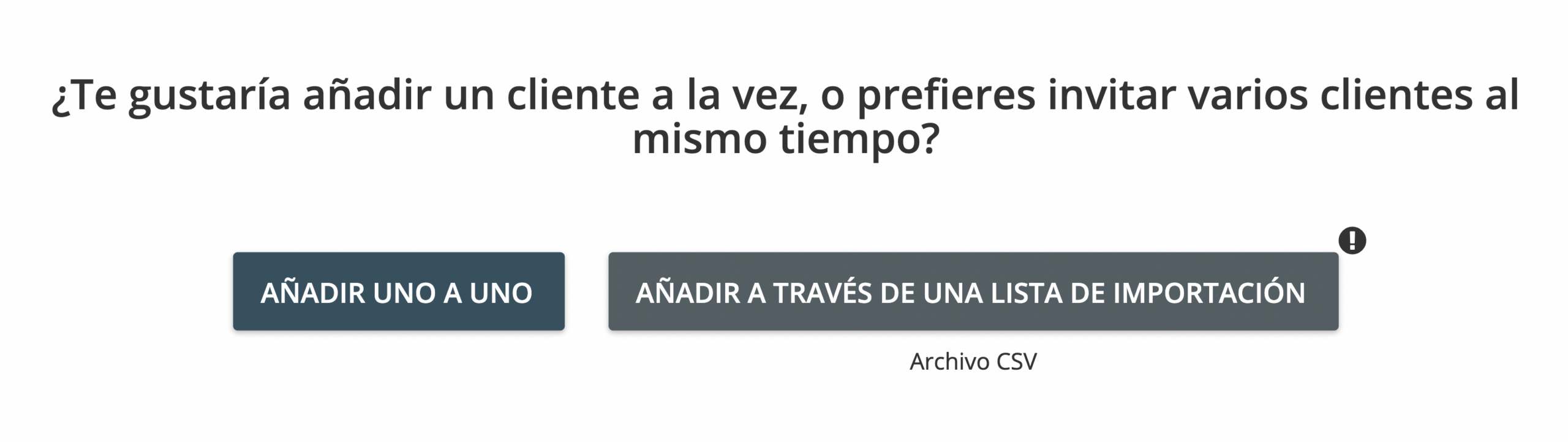 Paso 4. Elige invitar a tus clientes individualmente o cargando una lista de clientes contenida en un archivo de valores separados por