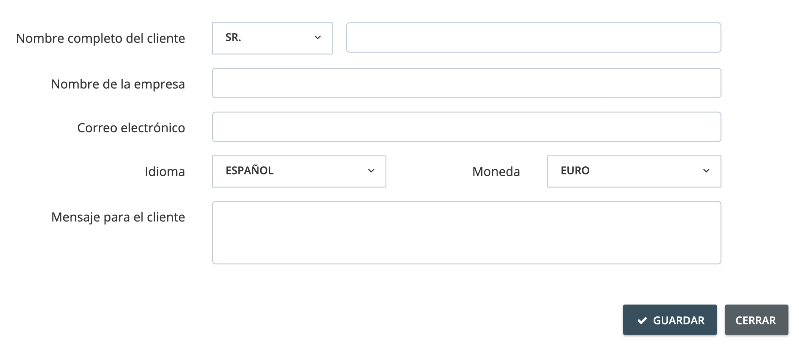 Paso 5. Si eliges invitar a tus clientes por separado, ingresa sus datos en la siguiente ventana y haz clic en Guardar para continuar. -