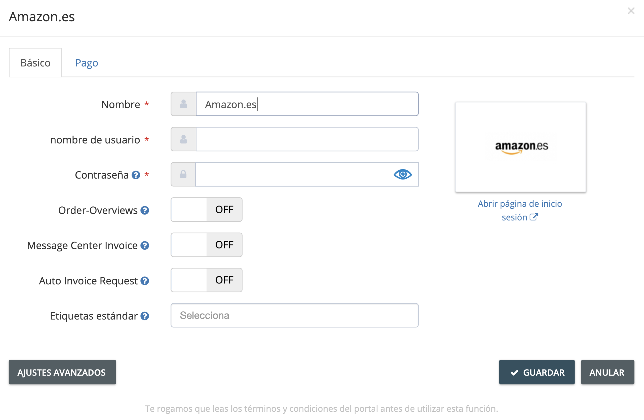 Paso 5. Para vincular el portal en línea a tu cuenta GetMyInvoices, necesitarás las respectivas credenciales para iniciar sesión. Ingresa