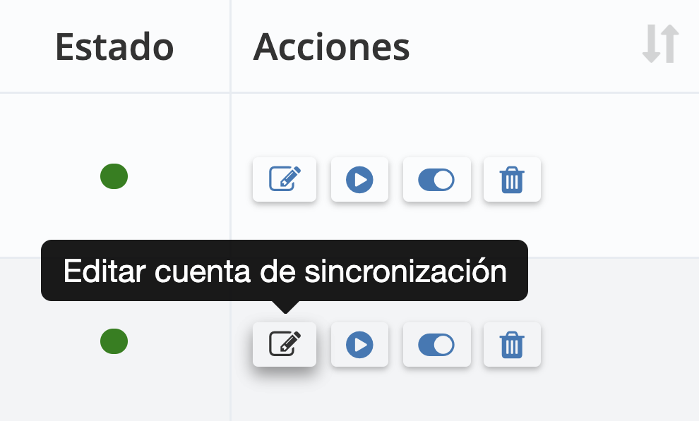 Paso 2. Busca la cuenta específica de sincronización de exportación que deseas configurar y haz clic en “Editar cuenta de sincronización”