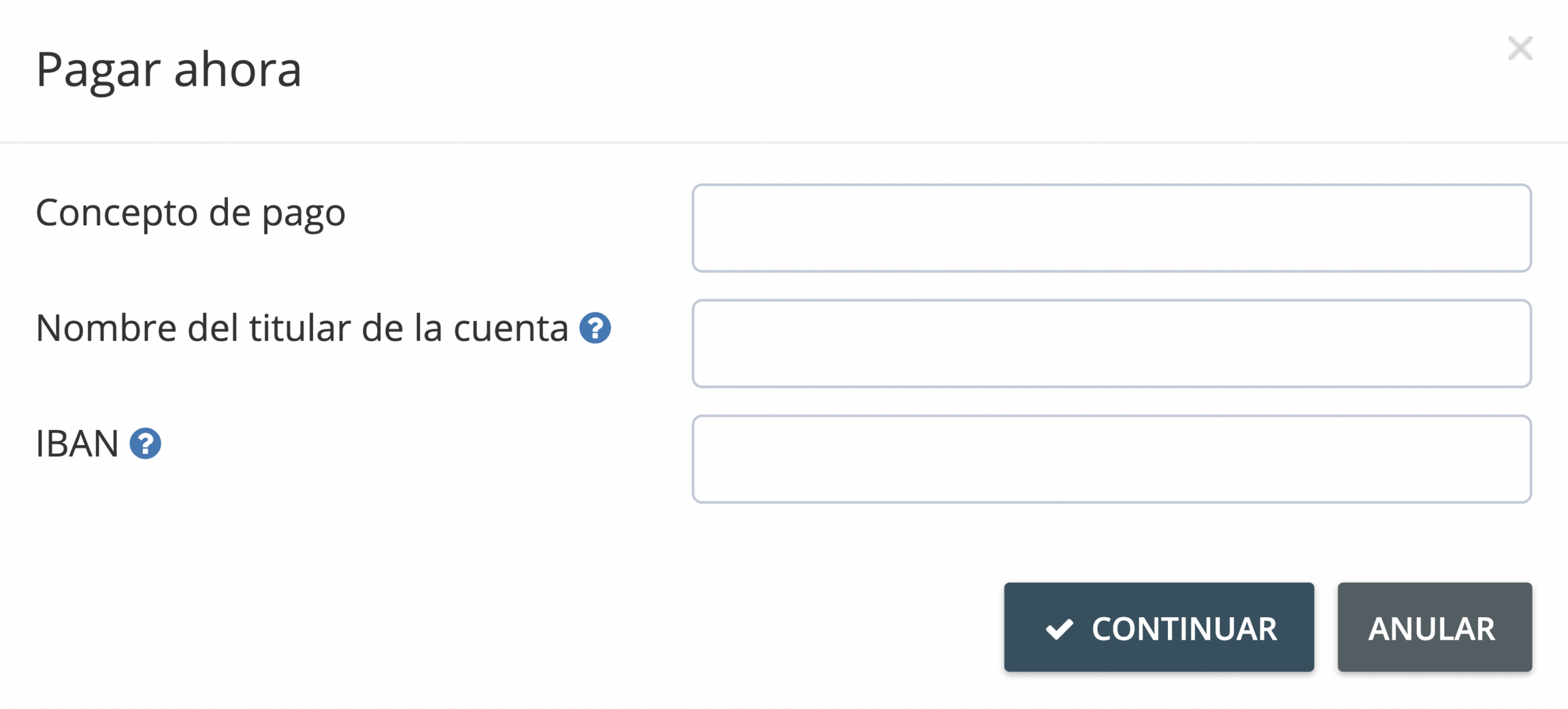 Paso 4. En la ventana “Pagar ahora”, deberás rellenar un formulario con tus datos bancarios. Haz clic en “Continuar” para procesar el pago.