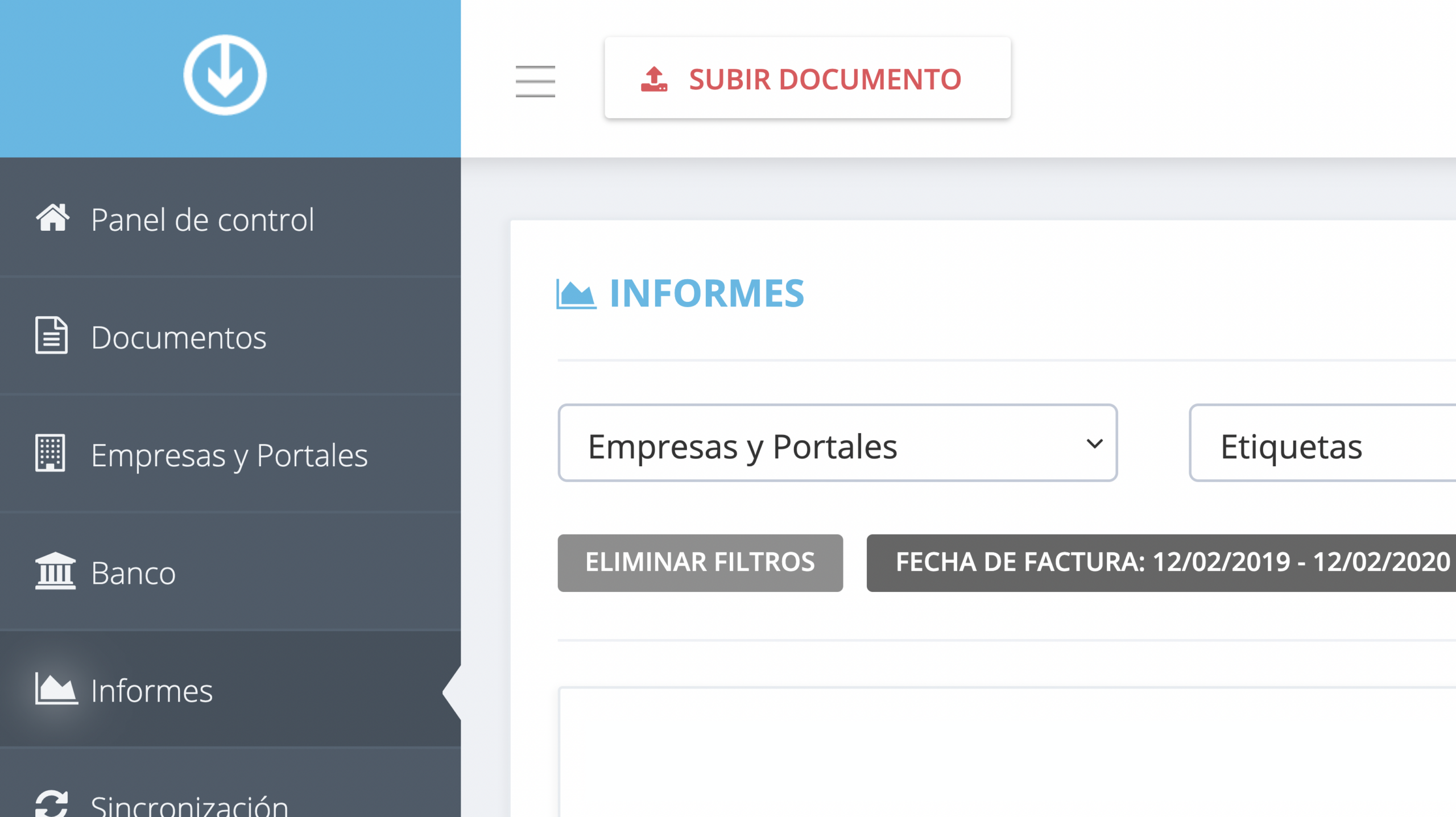 Paso 1. Desde el panel de control de GetMyInvoices, haz clic en Informes en el menú de la izquierda. - ¿Cómo puedo exportar informes desde