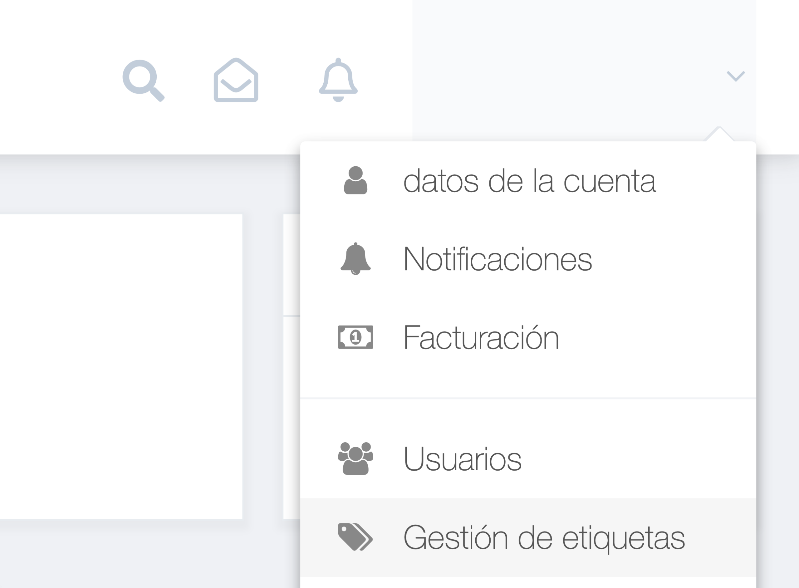 Paso 1. Desde el panel de control de GetMyInvoices, dirígete al nombre de la cuenta en la esquina superior derecha, luego haz clic en