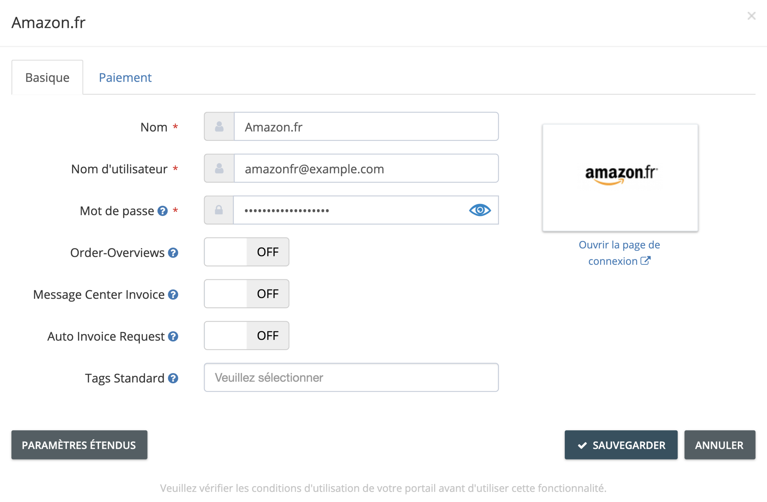 Étape 5. Pour relier les portails en ligne à votre compte GetMyInvoices, vous aurez besoin des détails de connexion respectifs. Entrez le