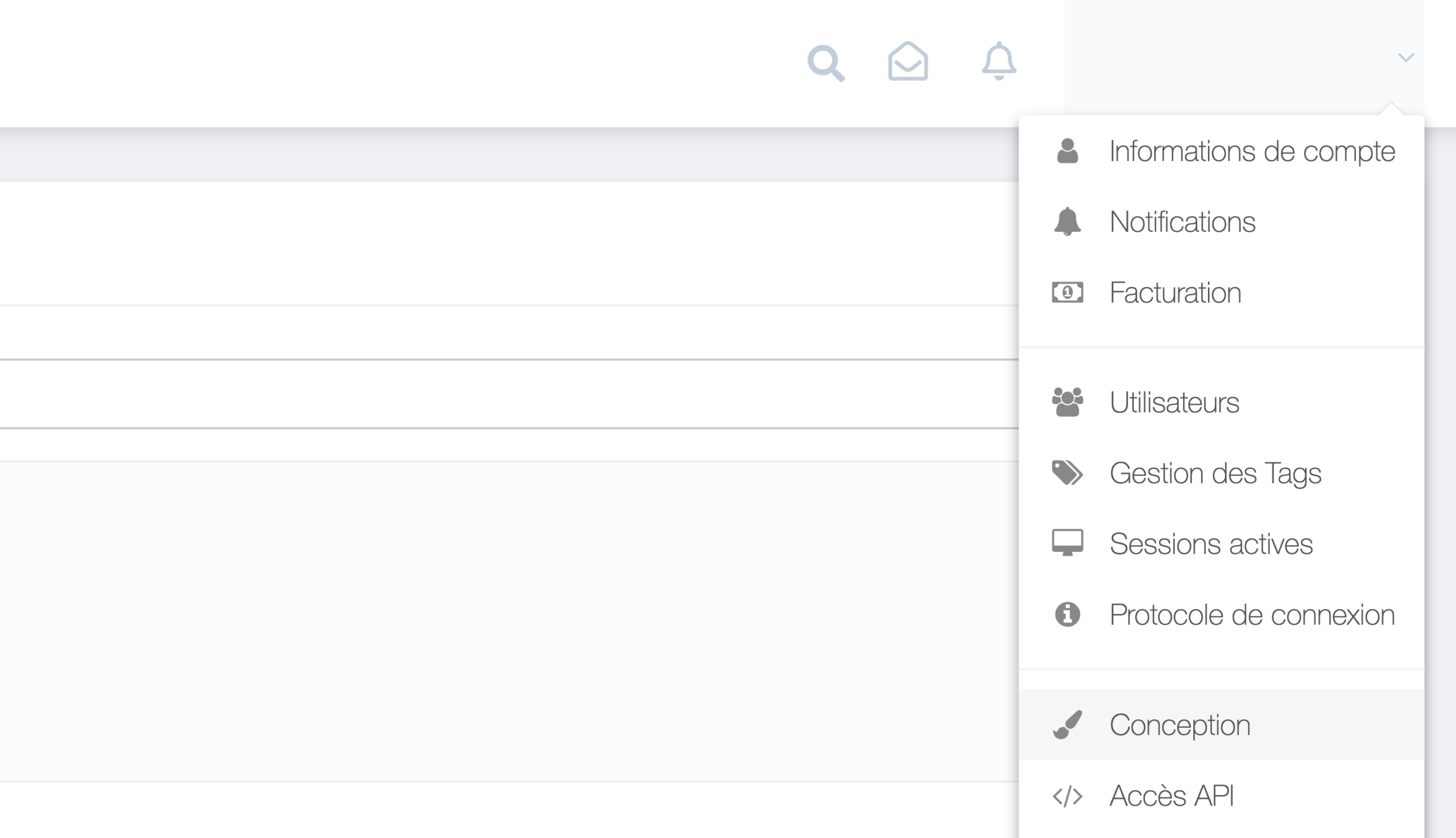 Etape 1. A partir du tableau de bord de GetMyInvoices, allez sur le nom de votre compte en haut à droite de l’écran et cliquez sur