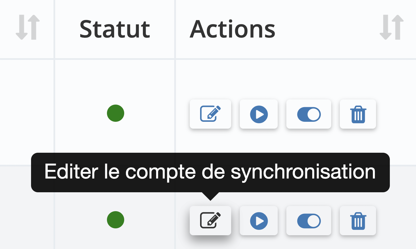 Étape 2. Trouvez le compte de synchronisation pour l’exportation spécifique que vous voulez configurer, puis cliquez sur Editer le compte
