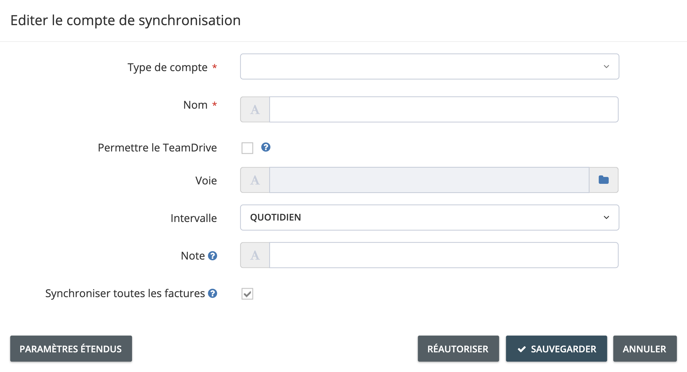 Étape 3. Dans la fenêtre Modifier le compte de synchronisation, cliquez sur Paramètres étendus en bas à gauche de l’écran. - Puis-je