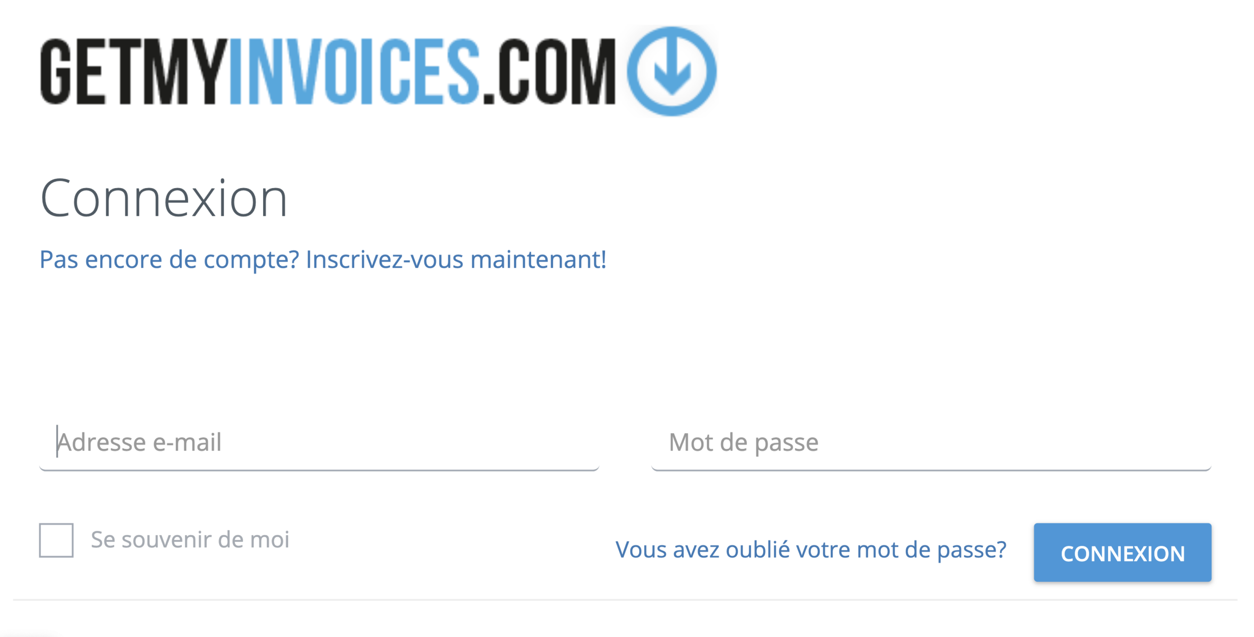 Étape 1. Allez sur la page login.getmyinvoices.com et cliquez sur Vous avez oublié votre mot de passe oublié à côté du bouton Connexion. -