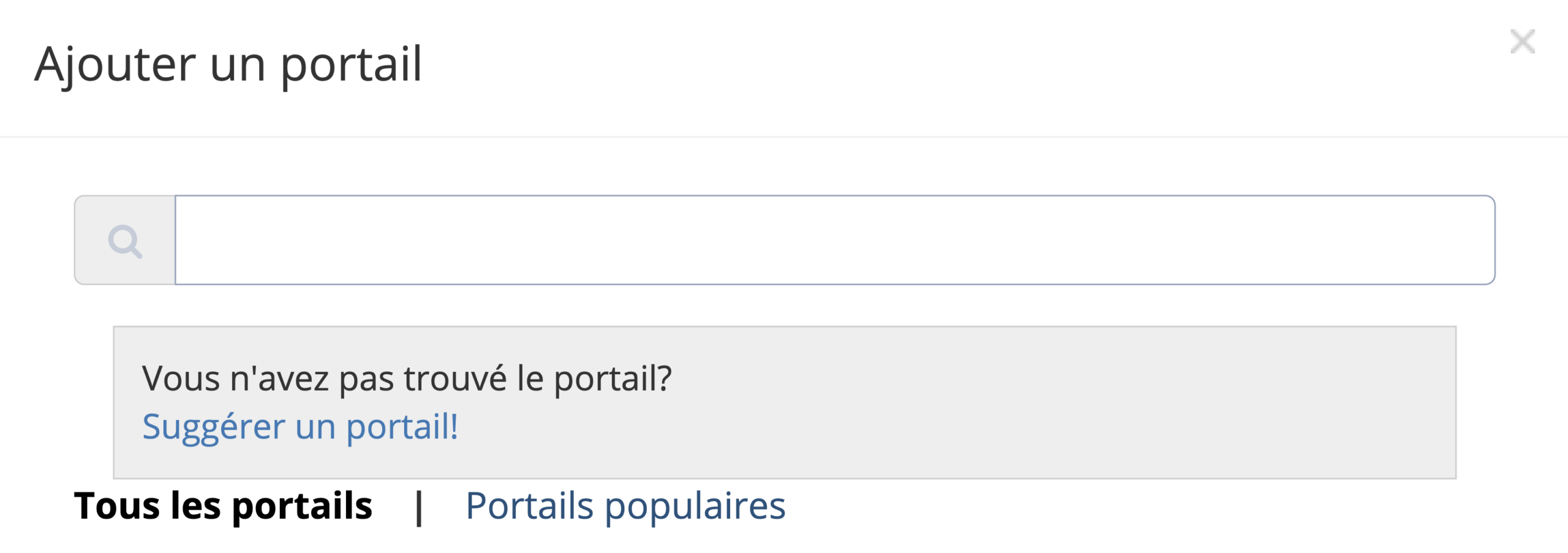 Étape 4. Cliquez sur Suggérer un portail sur la page Ajouter un portail. - Puis-je suggérer d'autres portails en ligne qui ne sont pas