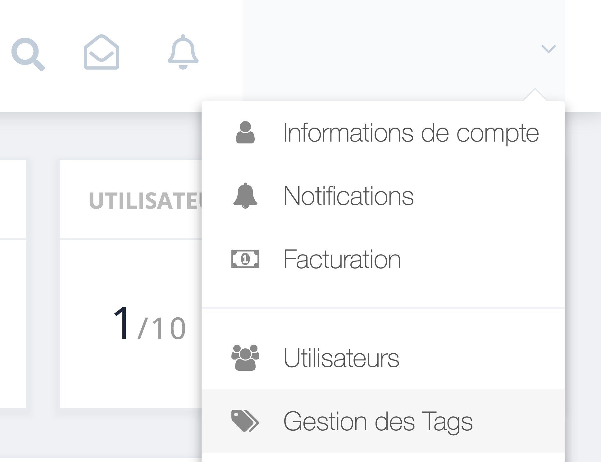 Étape 1. À partir de la page du tableau de bord de GetMyInvoices, allez sur votre nom de compte situé en haut à droite de l’écran, puis