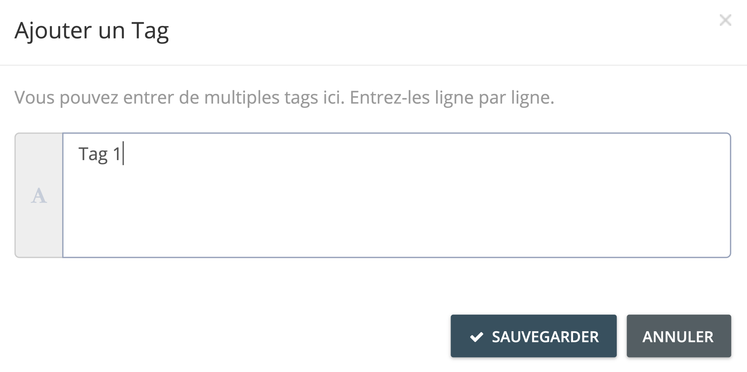 Étape 3. Dans la fenêtre pop-up Ajouter un tag, entrez le nom du tag que vous souhaitez créer. Pour en créer plus d’un, cliquez sur la clé