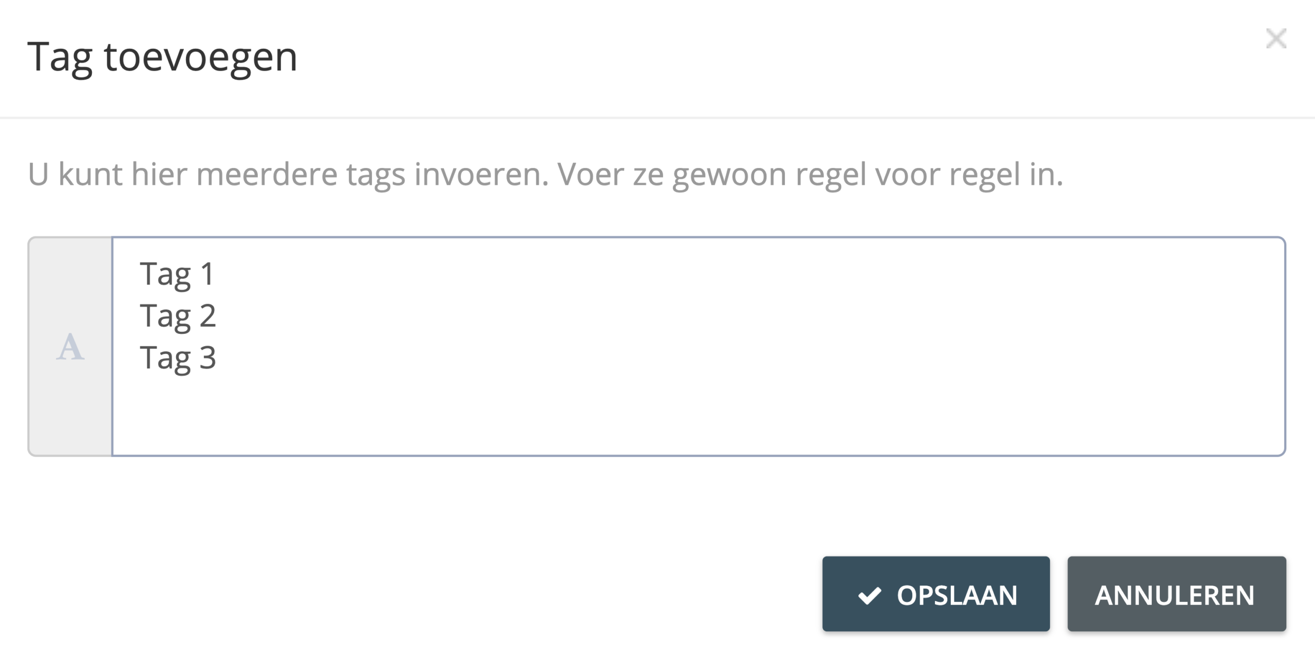 Stap 3. Typ in het pop-upvenster ‘Tag toevoegen’ de gewenste tagnaam / -namen. Druk op de ‘Enter/ Return-toets’ om meer dan één tag te