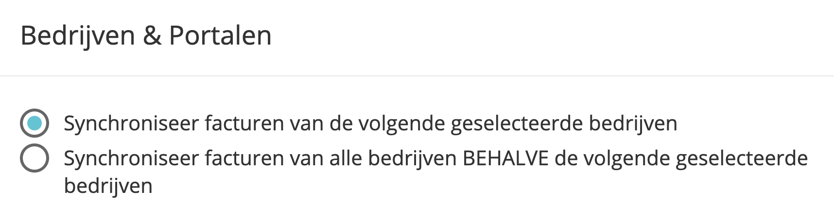 Stap 5. Voltooi uw exportsynchronisatieconfiguratie door te kiezen of u de geselecteerde bedrijven en portals wilt opnemen of uitsluiten