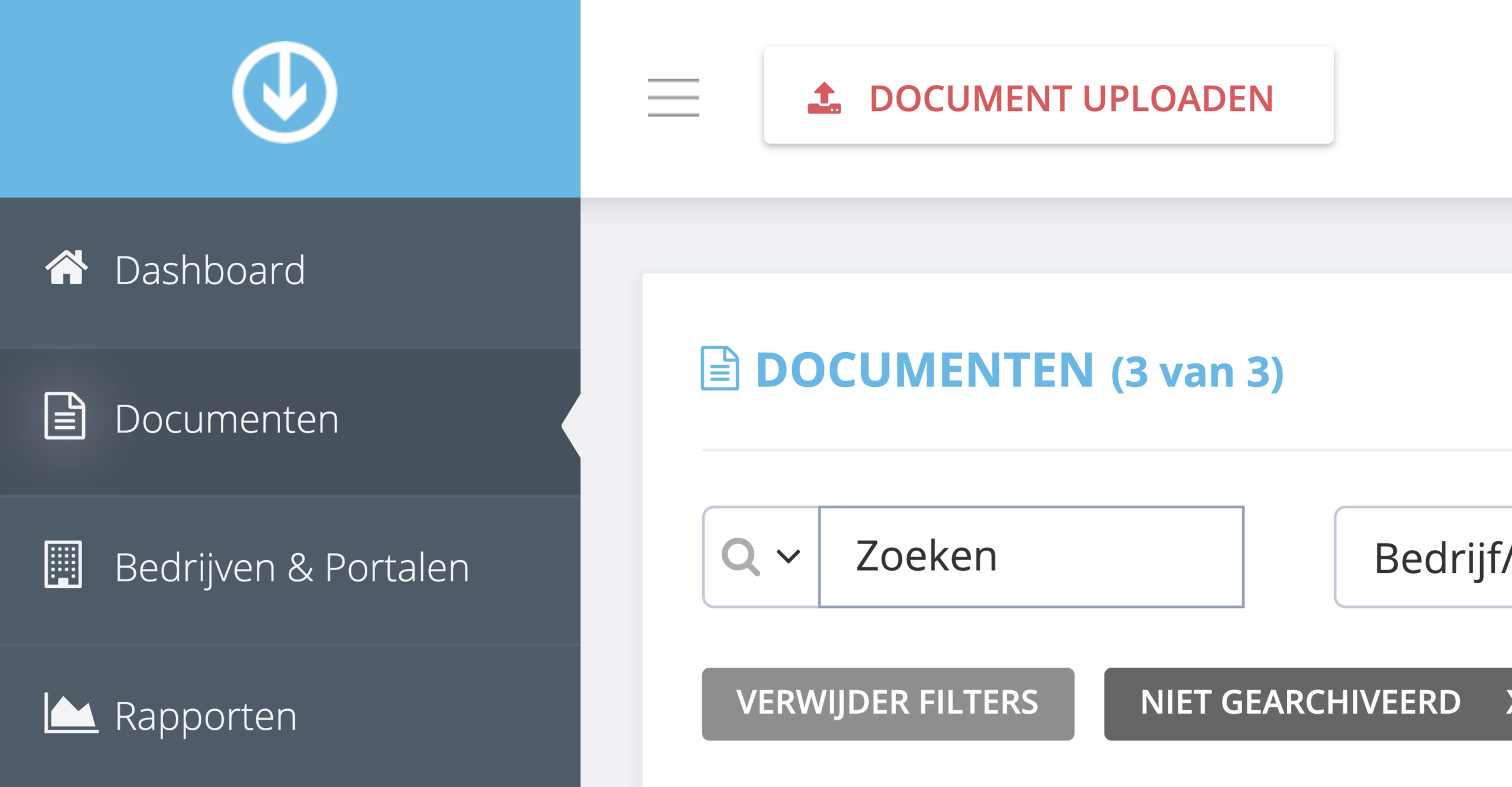 Stap 1. Klik op de dashboardpagina van GetMyInvoices op ‘Documenten’ in het menu aan de linkerzijde. - Hoe betaal ik onbetaalde facturen?