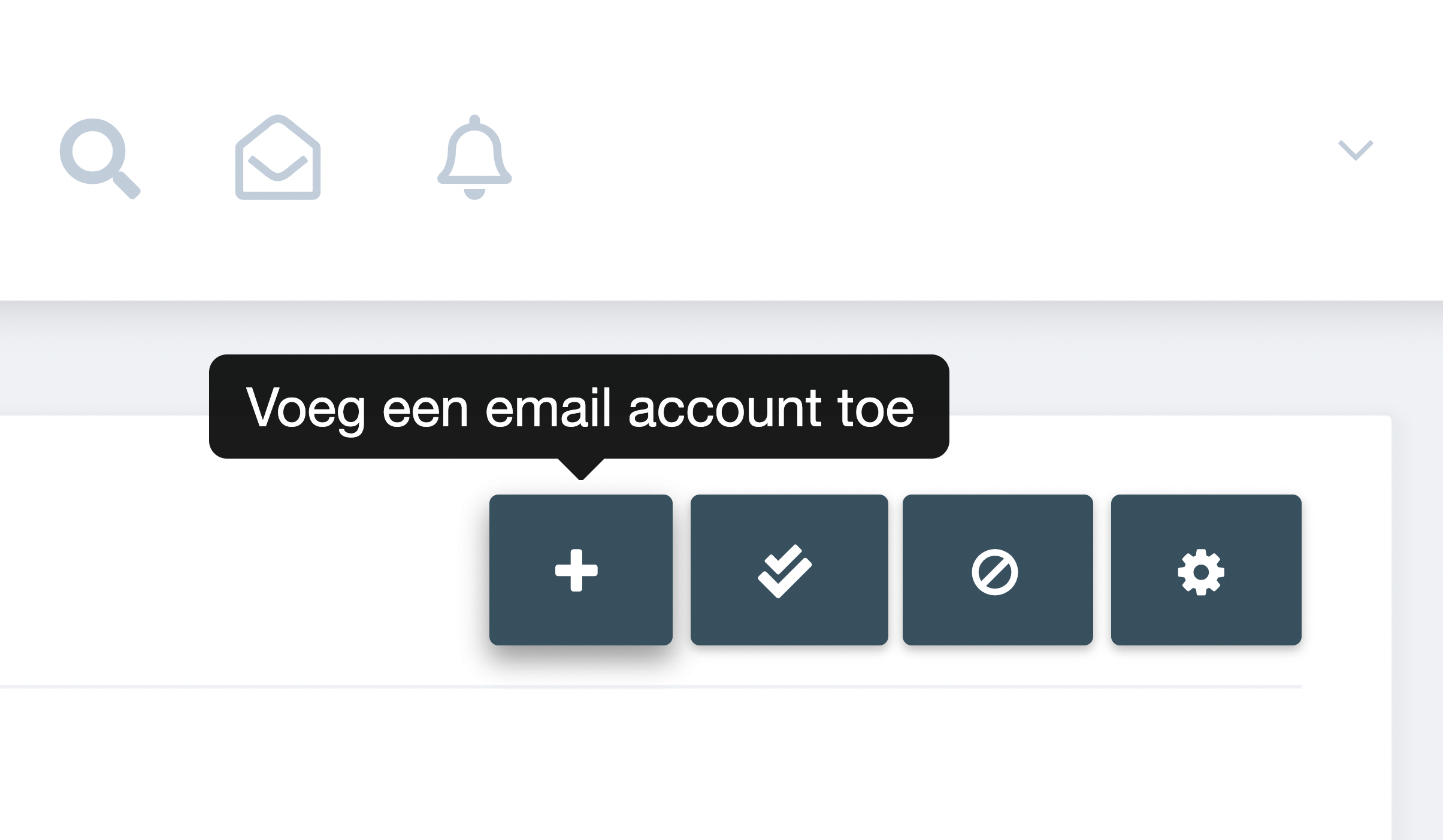 Als u een ander extern email eerder heeft gekoppeld en u wilt er nog een toevoegen, klik dan op het ‘plus’ icoon in de rechter bovenhoek. -