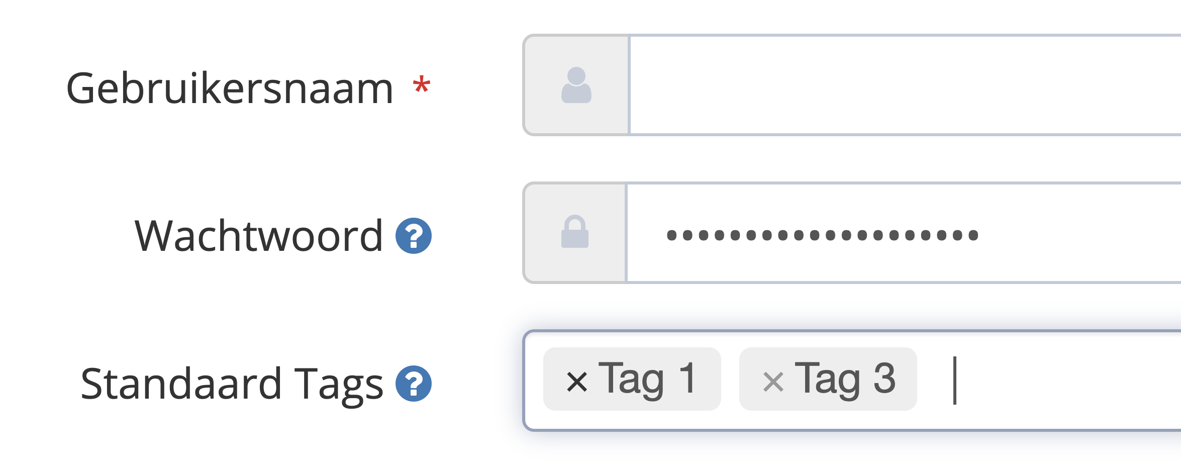 Stap 3. U vindt alle actieve tags die aan het online portaal zijn gekoppeld onder Standaardtags. Klik op de ‘X-knop’ naast de tag die u uit