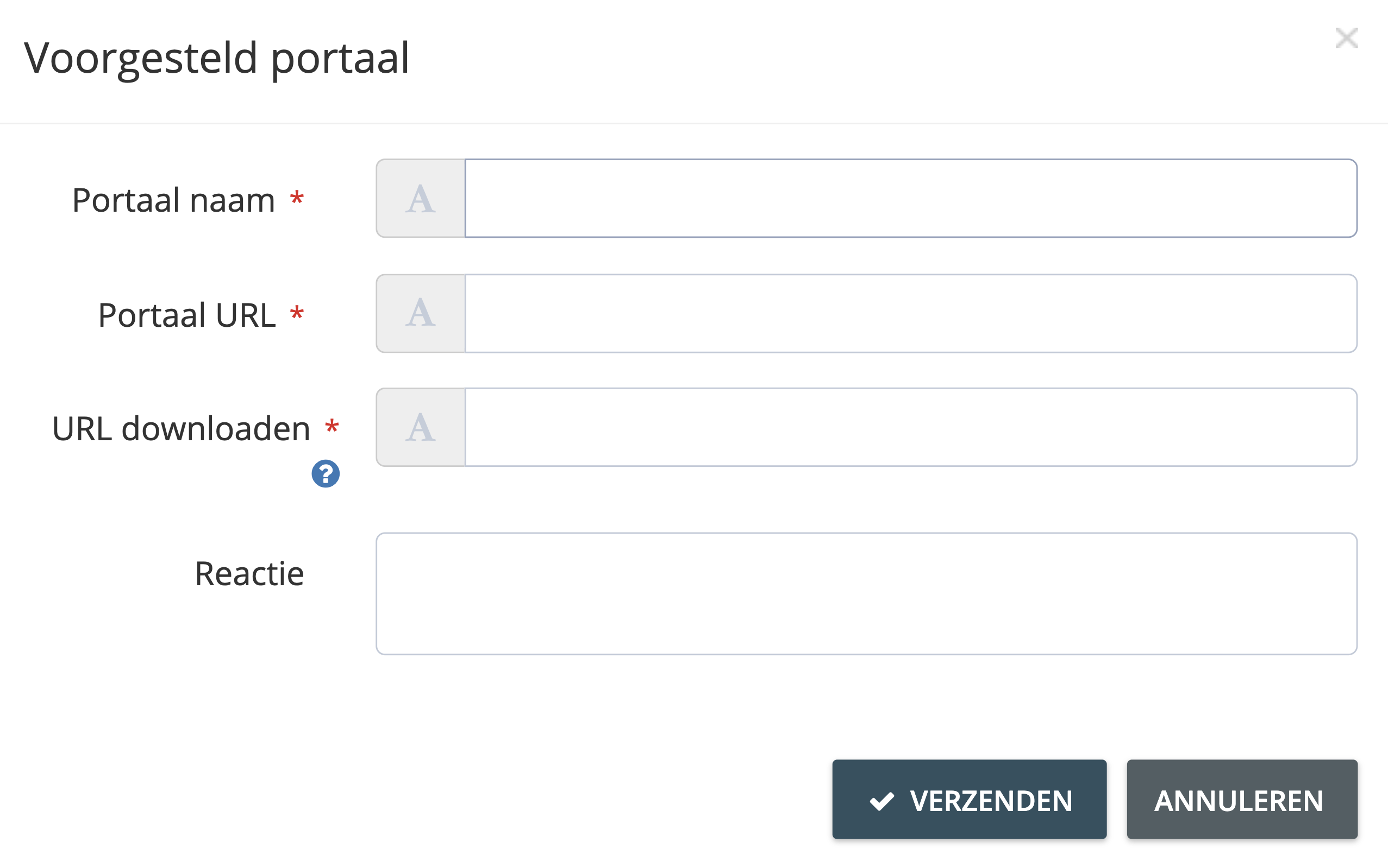 Stap 5. Vul de gegevens van het online portal in en klik daarna op ‘Verzenden’. - Kan ik andere online portalen aanbevelen?