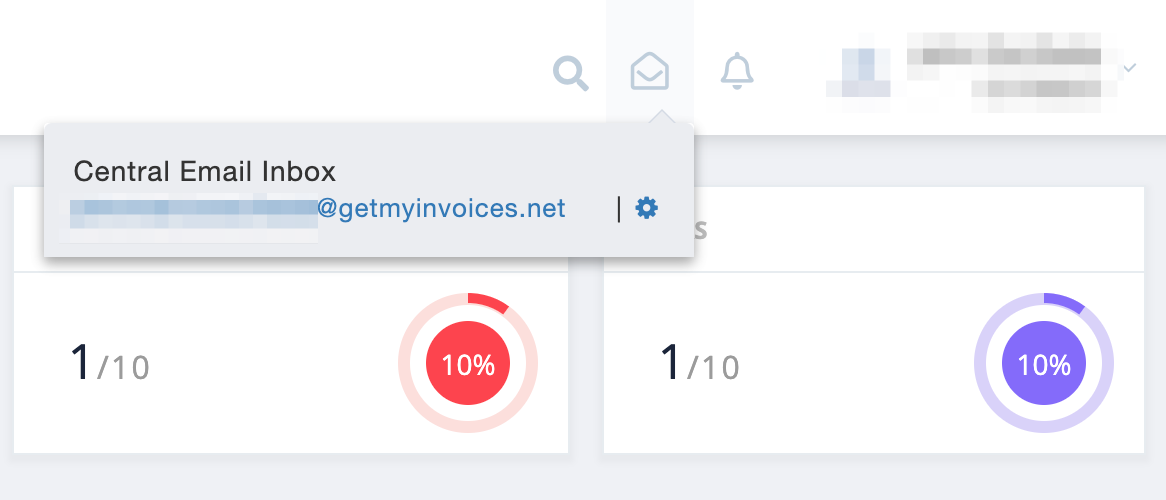 Step 1. From the GetMyInvoices dashboard page, navigate to the mail envelope icon on the top right corner. - How do I manually import