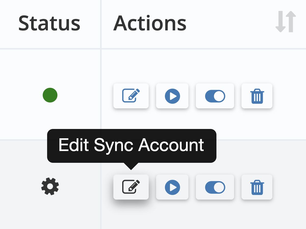 Stap 2. Klik op de synchronisatieaccount die je wilt beheren op Synchronisatieaccount bewerken onder Acties. - Hoe archiveer ik mijn