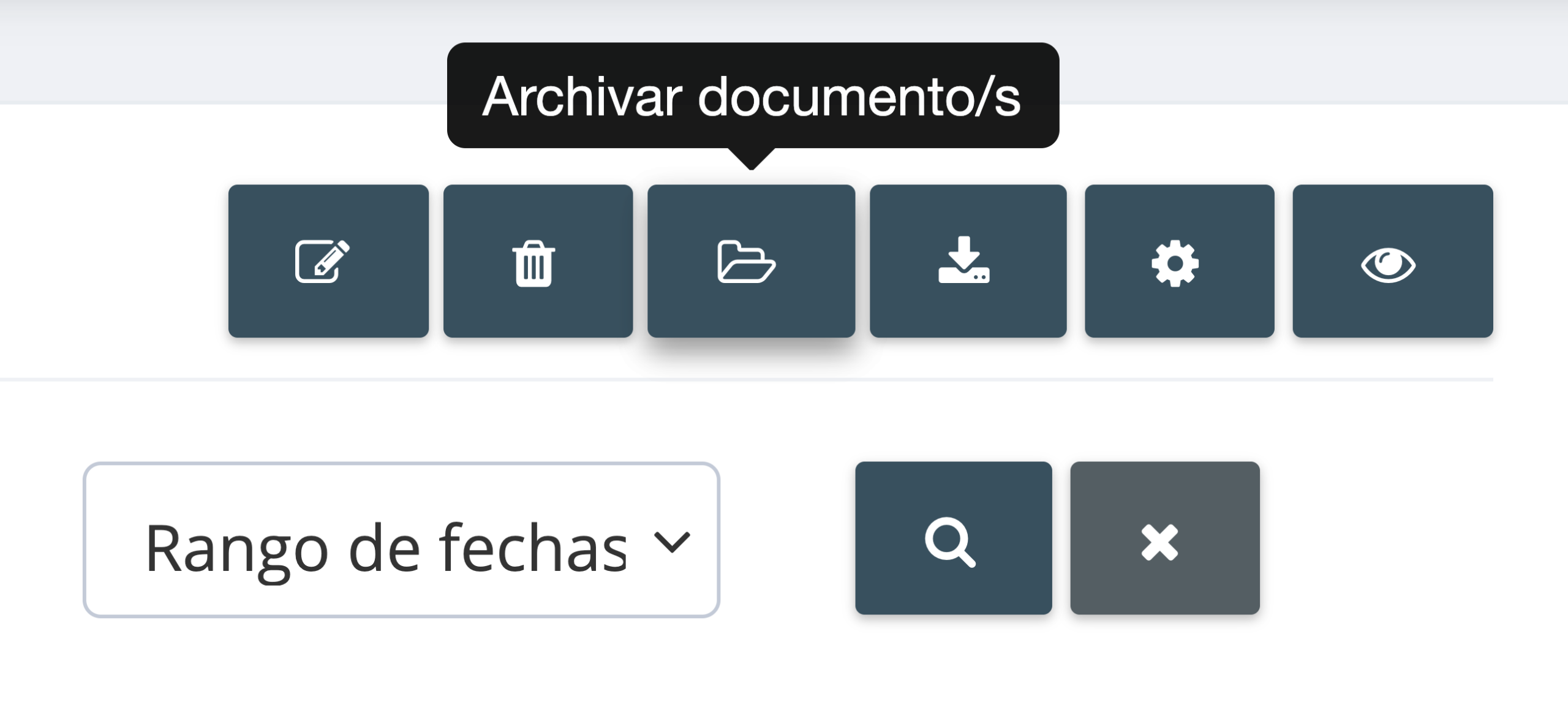 Paso 4. Haz clic en el botón de “Archivar documento/s” (ícono de carpeta abierta) en la esquina superior derecha de la página “Documentos”.