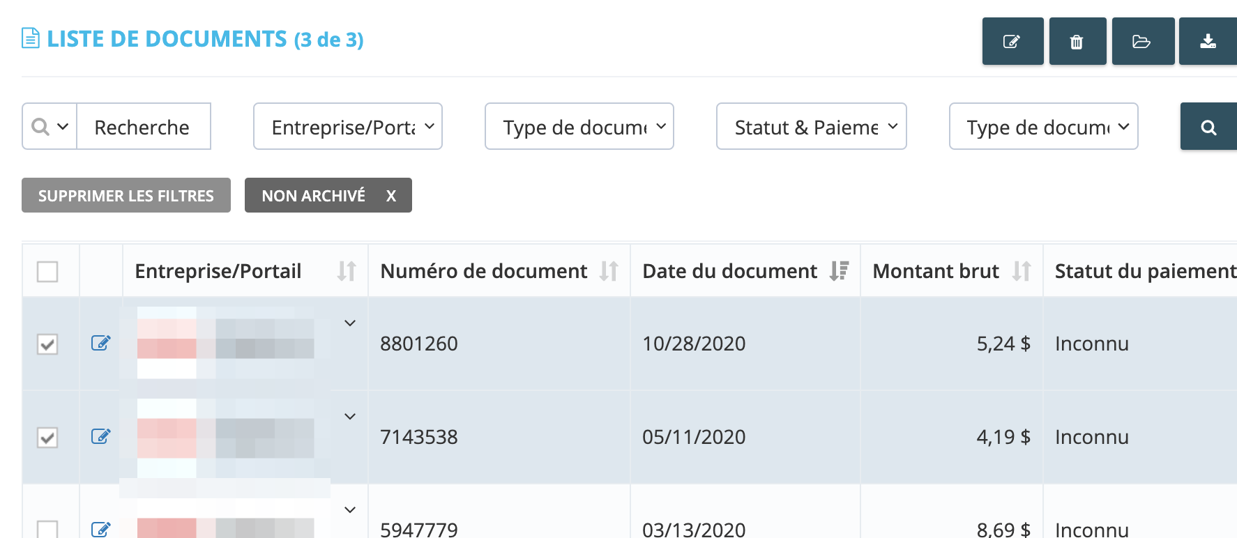 Étape 3. Sélectionnez les documents que vous voulez archiver en cliquant sur la case près des documents. Pour sélectionner tous les