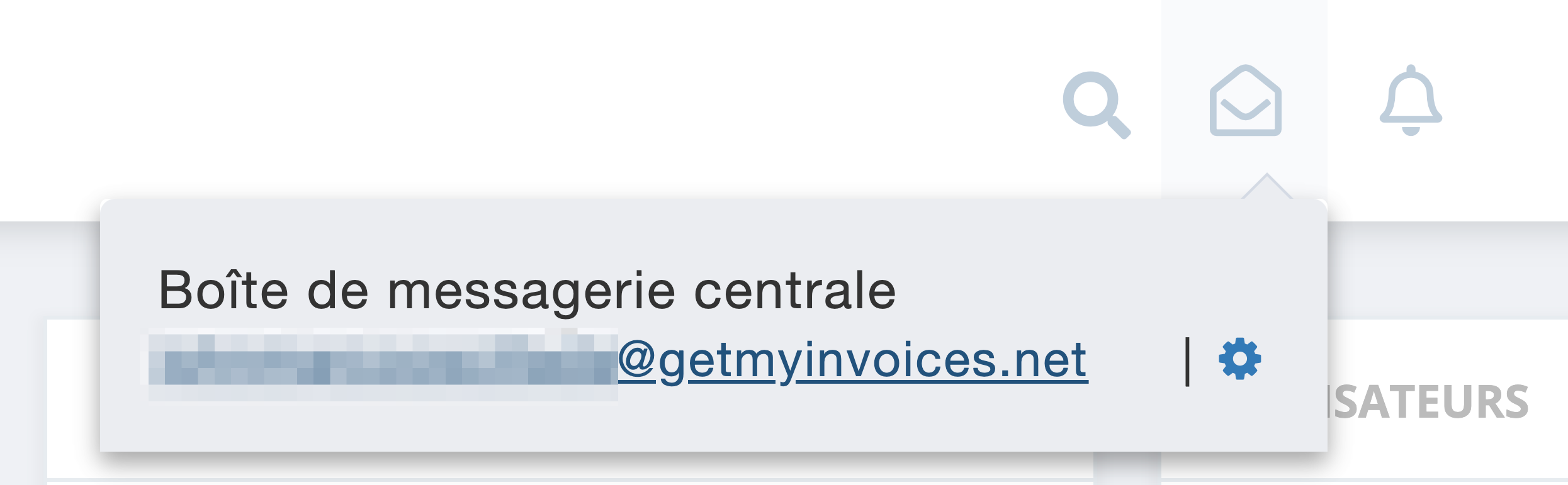 Étape 1. À partir de la page du tableau de bord GetMyInvoices, accédez à l’icône d’enveloppe de courrier dans le coin supérieur droit. -
