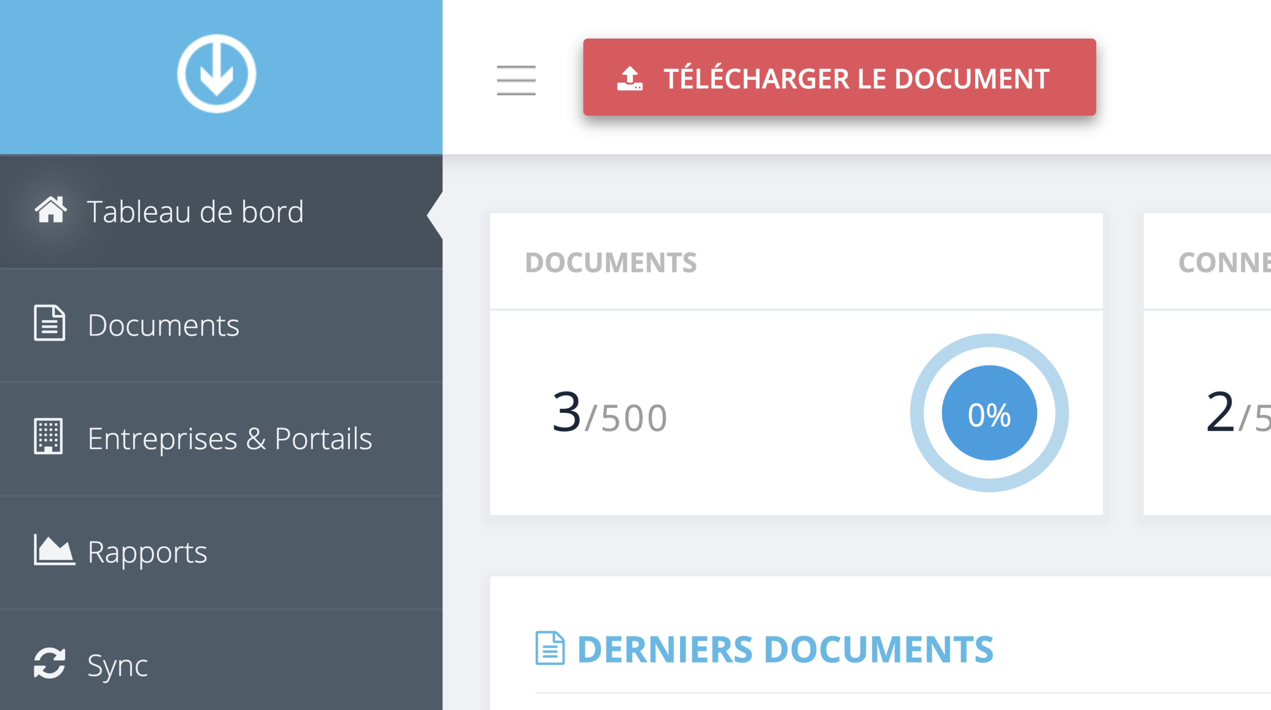Étape 1. Cliquez sur le bouton Télécharger le document situé en haut à gauche de la page du tableau de bord GetMyInvoices. - Comment