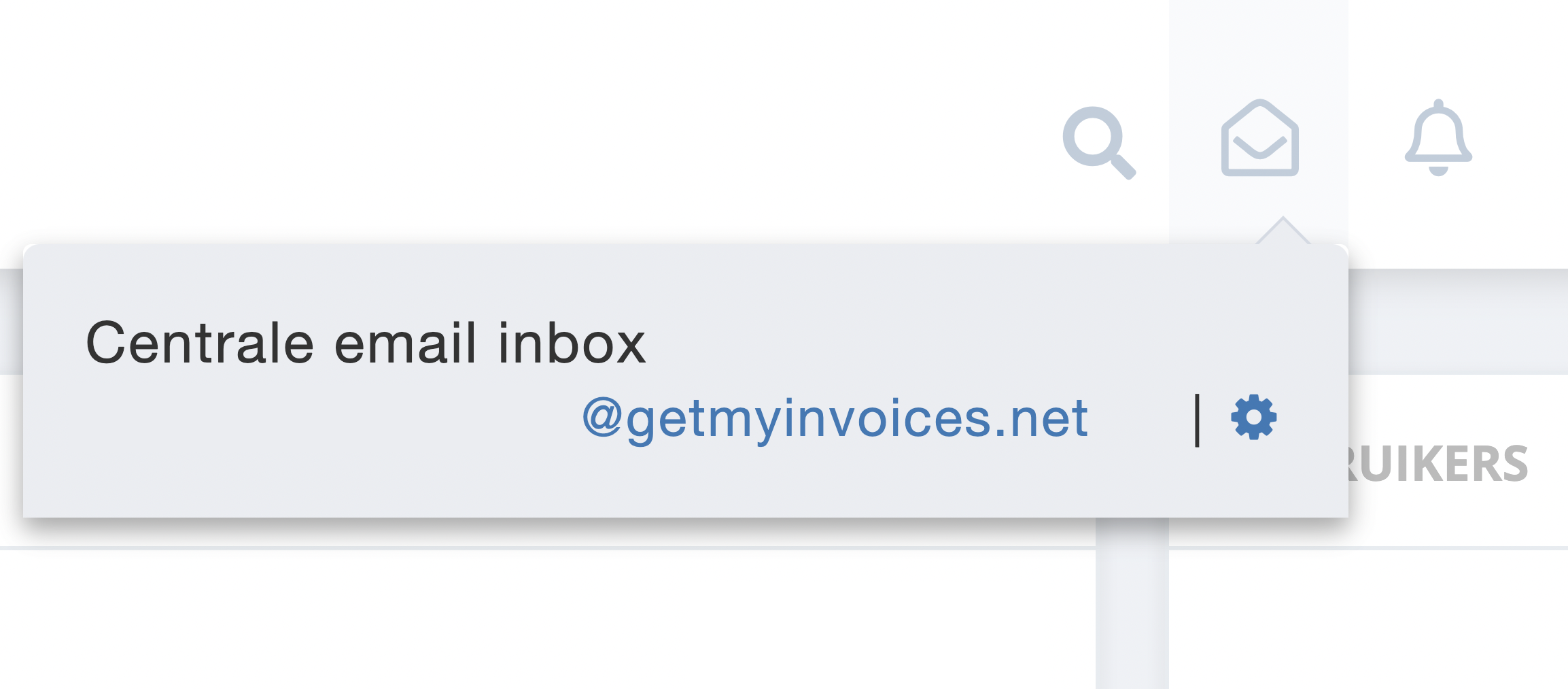Stap 1. Vanuit het dashboard van GetMyInvoices navigeert u naar het enveloppe icoon in de rechter bovenhoek. - Hoe importeer ik handmatig