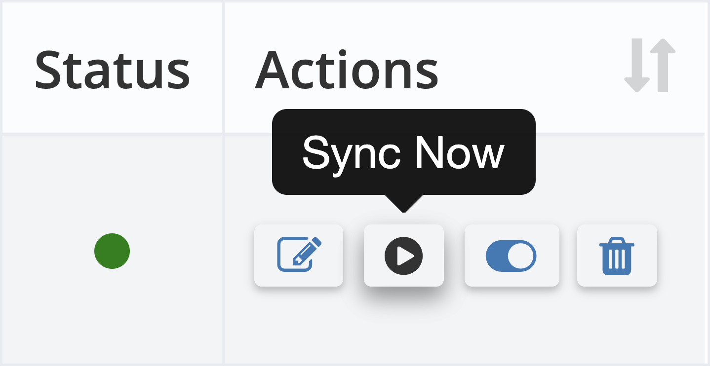 Step 3. Navigate to the sync account you want to sync right away. Under Actions, click the Sync Now button. - I need to sync my invoices