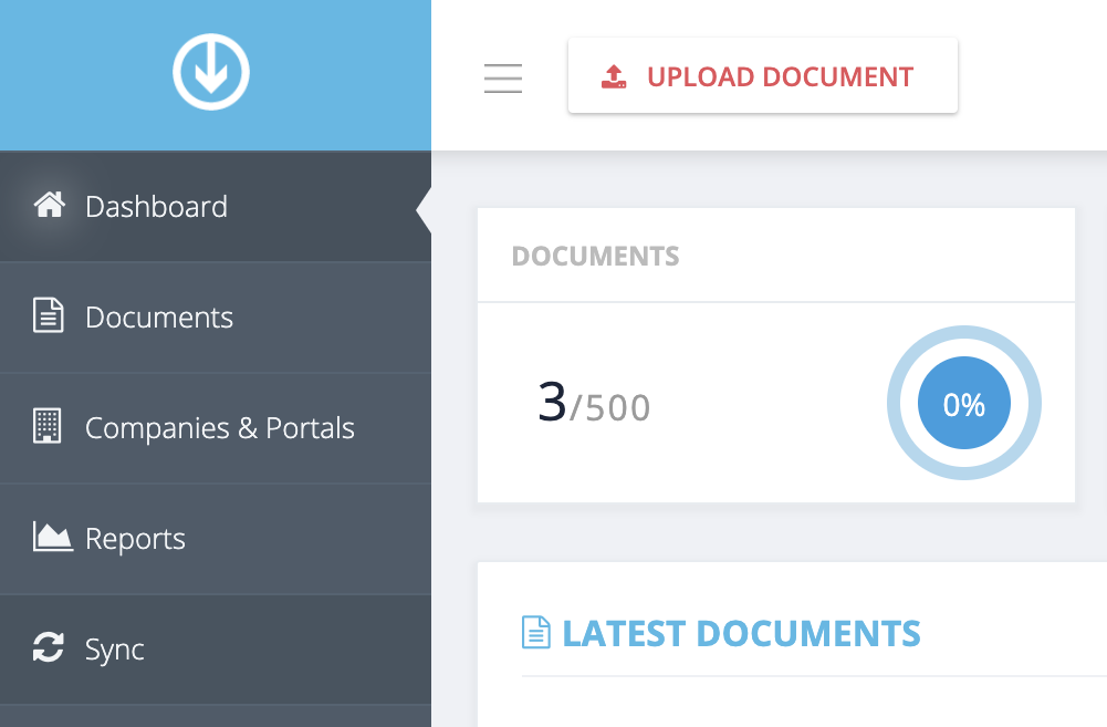 Step 1. From the GetMyInvoices dashboard, click Sync on the left side menu. - Where do I check my synchronized documents in GetMyInvoices?
