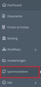 Voce di menu «Sincronizza» nel menu di sinistra della dashboard