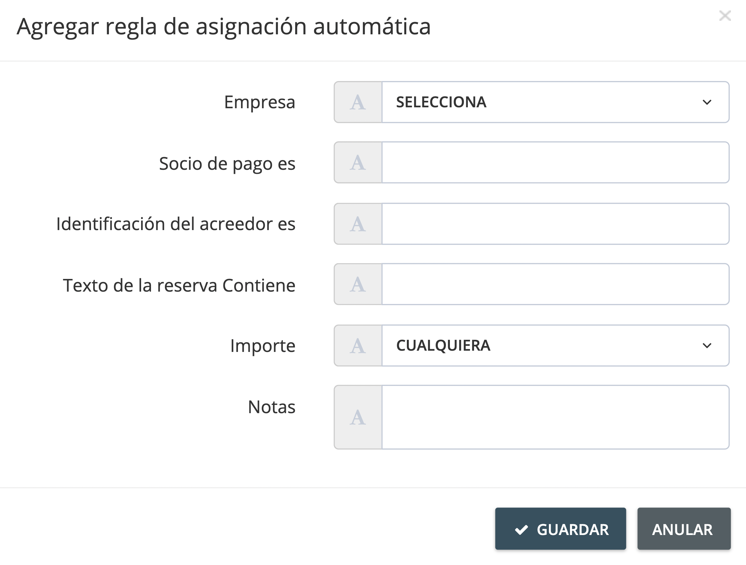 Paso 6. Establece tu regla de asignación automática rellenando los campos obligatorios en la ventana “Agregar regla de asignación