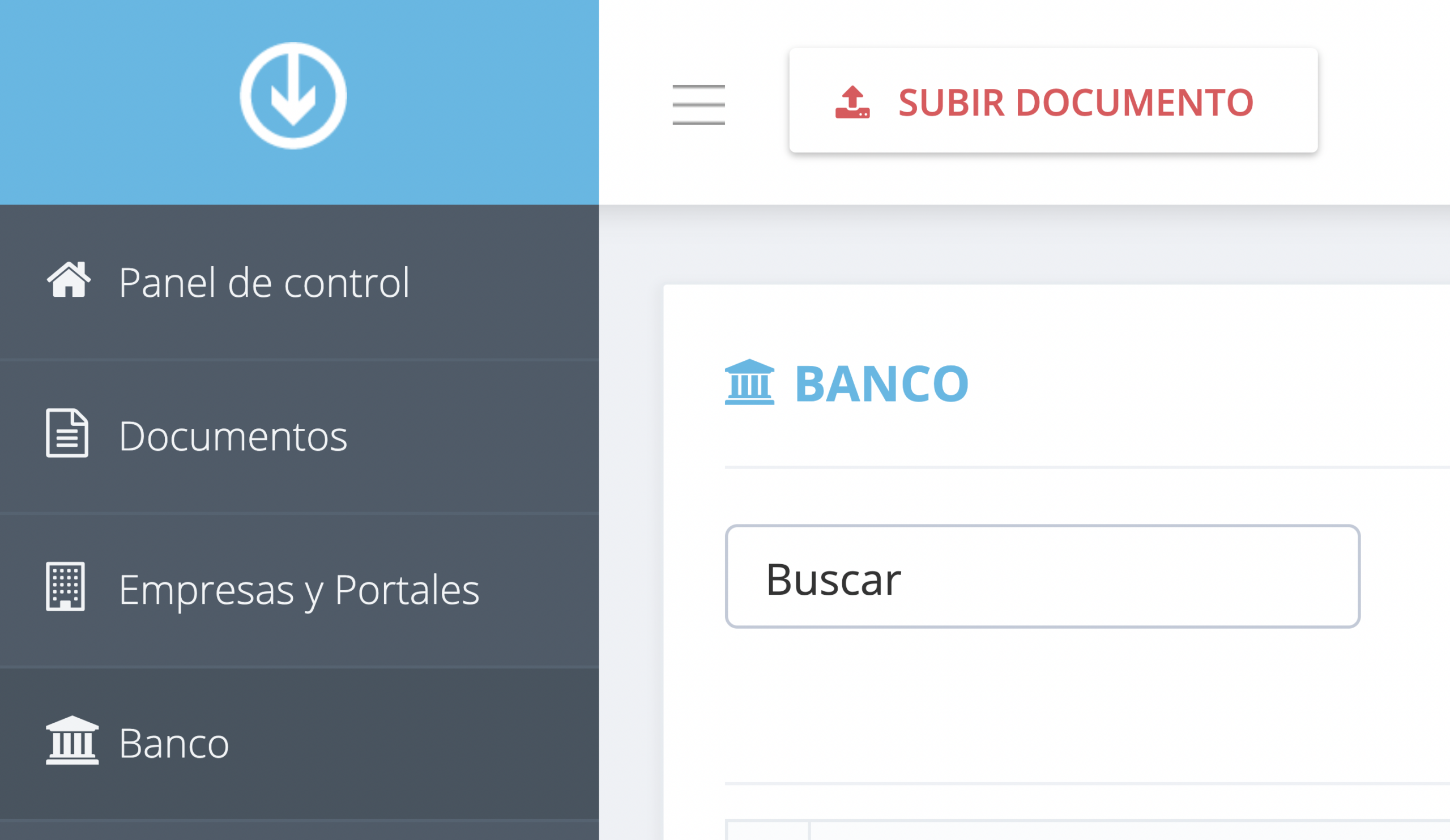Paso 1. En el panel de control de GetMyInvoices, haz clic en Banco, en el menú de la izquierda. - ¿Cómo vinculo mi información bancaria?