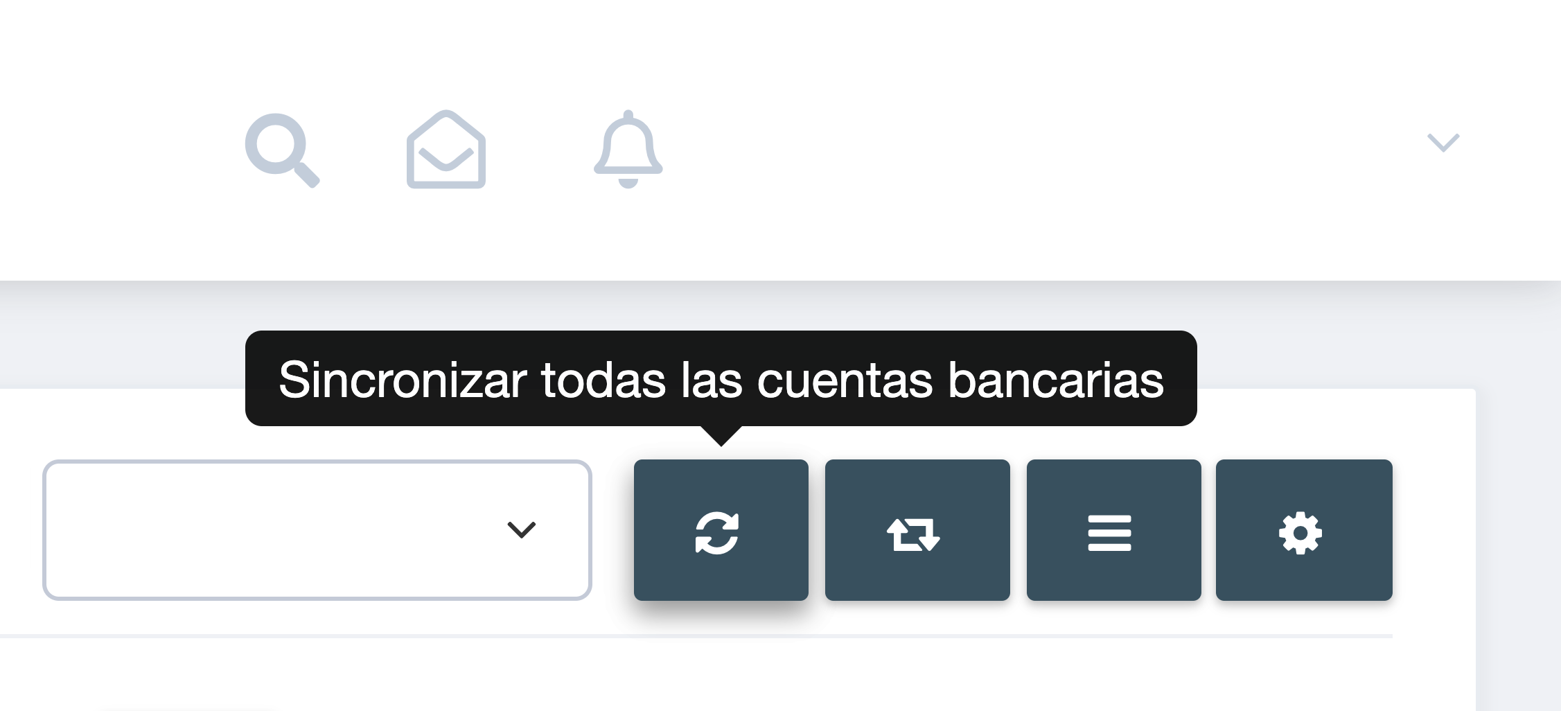 Paso 2. Haz clic en Sincronizar todas las Cuentas Bancarias en la barra de herramientas situada en la esquina superior derecha. - Necesito