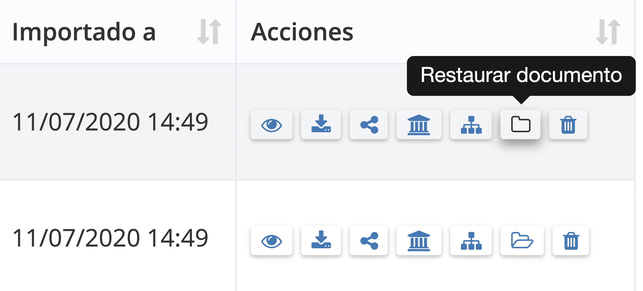 Paso 4. Busca el documento que necesitas quitar del archivo: Para vista de lista: dirígete al documento que deseas restaurar. En