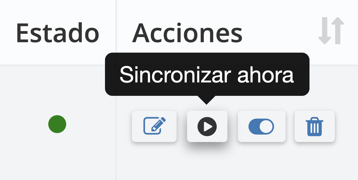 Paso 3. Dirígete a la cuenta de sincronización que necesitas sincronizar de inmediato. En Acciones, haz clic en el botón de Sincronizar