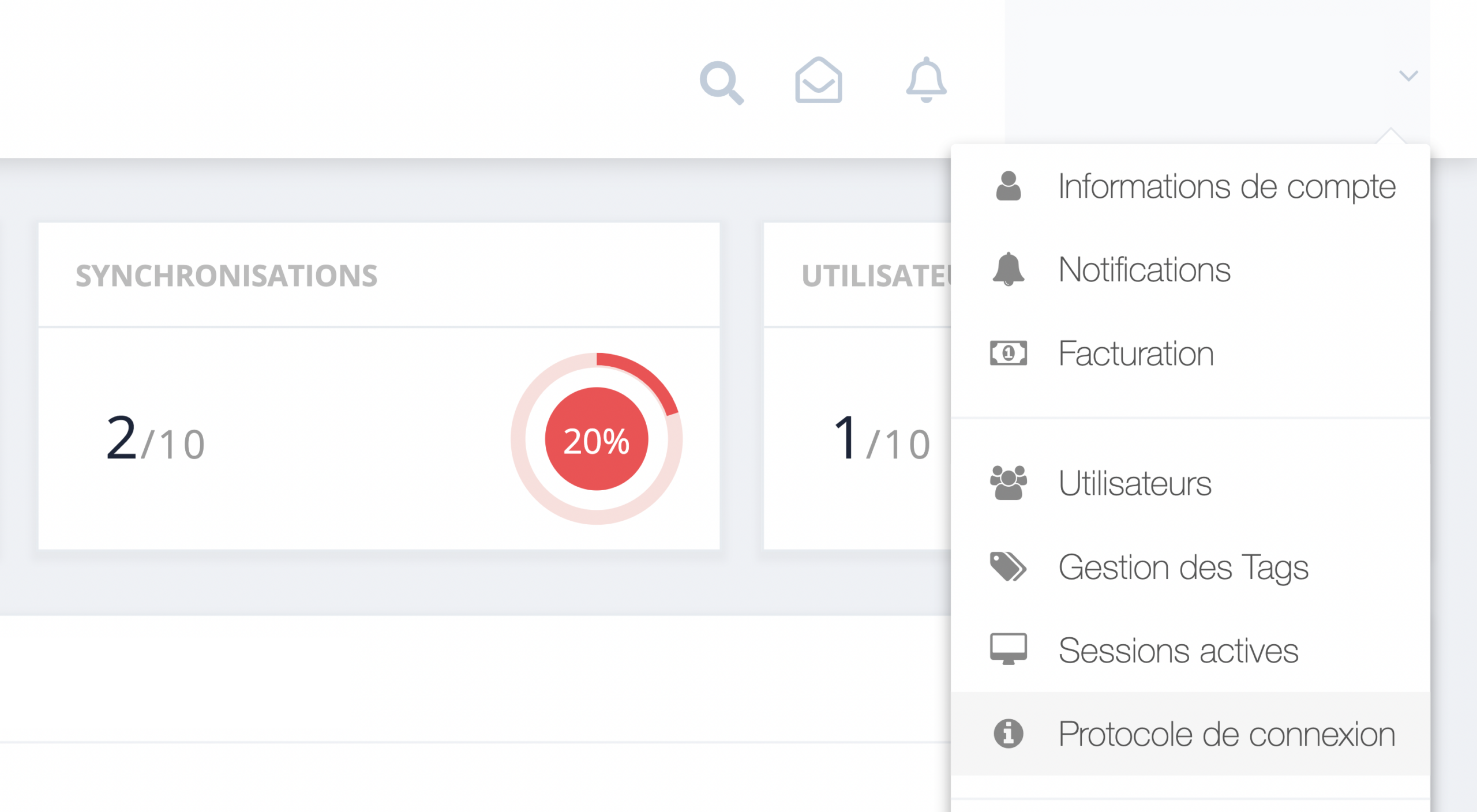 Etape 1. A partir de votre tableau de bord de GetMyInvoices, veuillez naviguer sur le nom de votre compte en haut à droite et cliquer sur