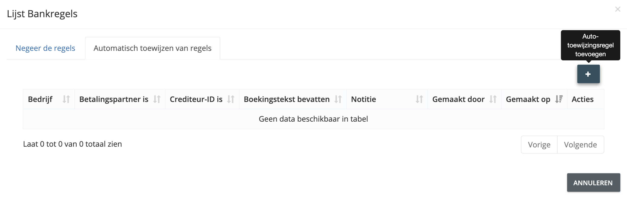 Stap 5. Klik in het pop-upvenster dat verschijnt op het tabblad ‘Automatische toewijzing’. Klik vervolgens op ‘Regel toevoegen’ (plusknop).
