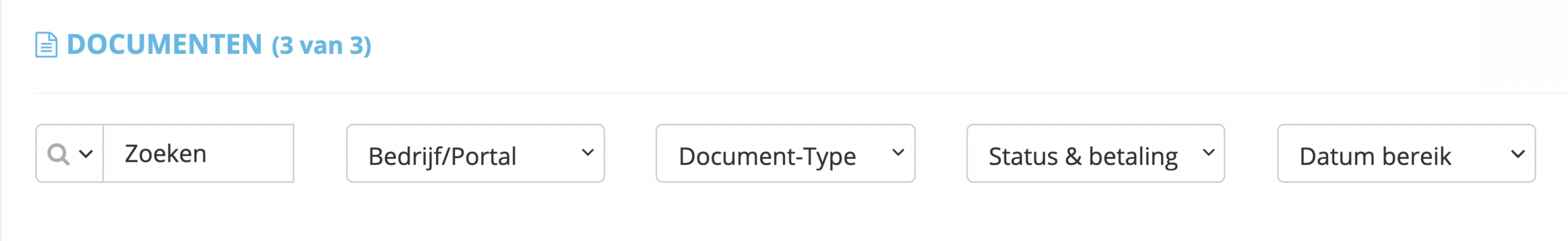 Stap 2. Klik op ‘Status & Betaling’ in het drop-down menu op de ‘Documenten werkbalk’ om de filterstatus van de documenten weer te geven. -