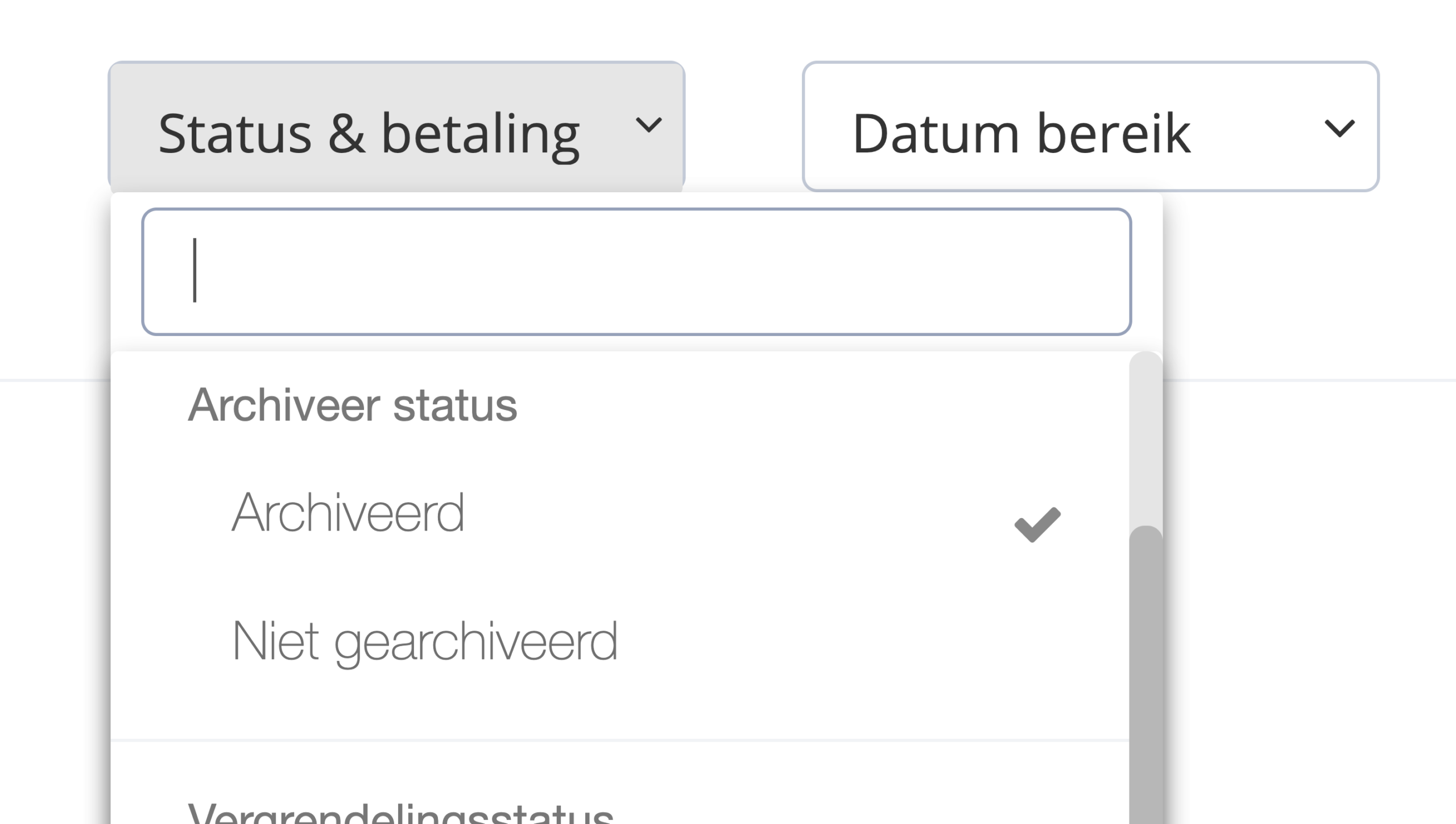 Stap 3. Onder ‘Archiveer status’ in de drop-down selectie van ‘Status & Betalingen, klik ‘Archiveerd’ en klik daarna ‘Toepassen’. - Hoe kan